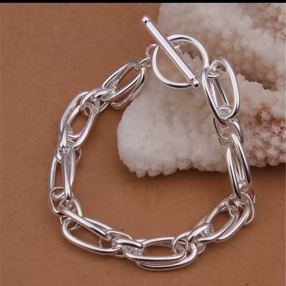 Sterling Silver 925 Loop Bracelet #1520 for Men or Women - Picture 3 of 5